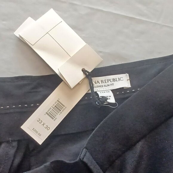 NWT $200 Mens 33 x 30 Black Banana Republic Signature Italian Hopsack Suit Pants - Picture 7 of 8